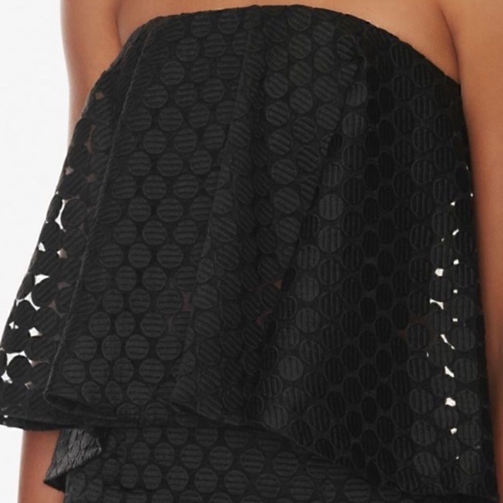 NICHOLAS | Embroidered Spot Flare Top Black